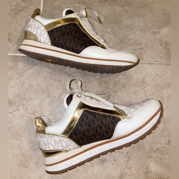 Michael Kors Women's White and Brown Sneakers - Picture 4 of 5